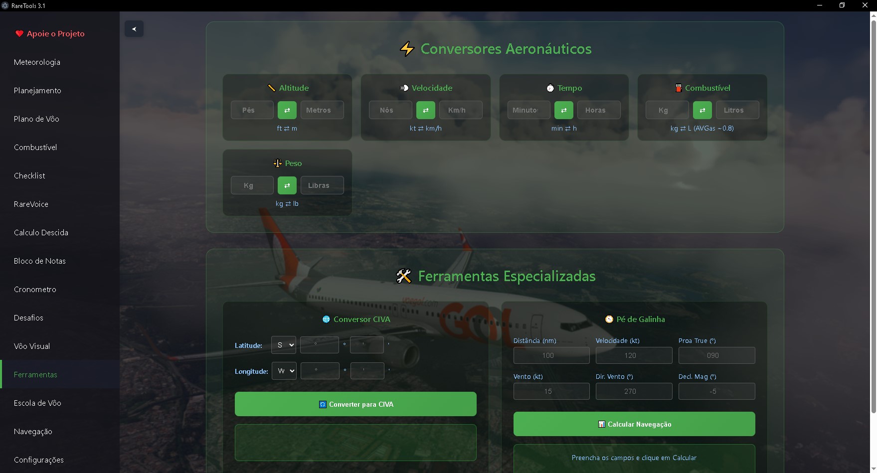 Ferramentas - Conversores aeronáuticos completos
